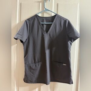 Figs Technical Collection Women's V-Neck Scrub Top in Charcoal